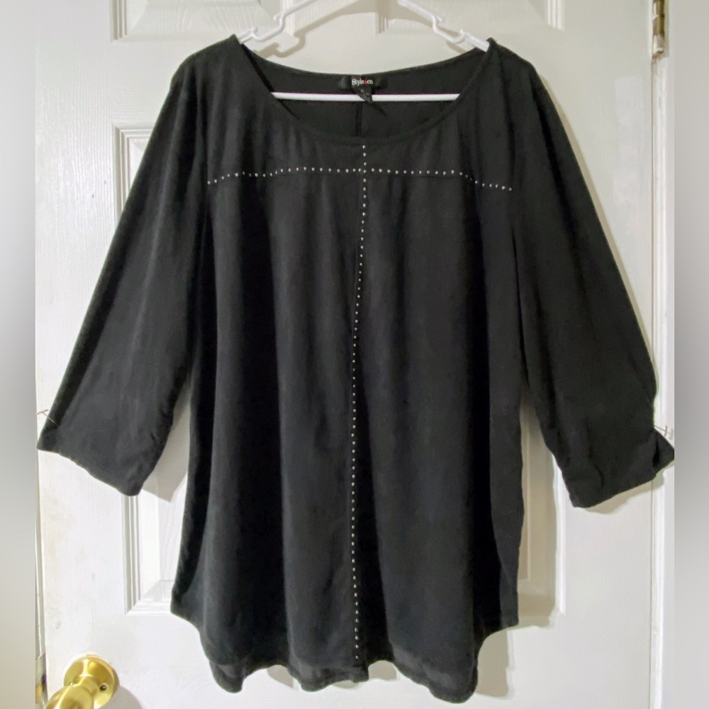 STYLE & CO. Women’s soft Faux suede studded  Black top Size XL.NWOT